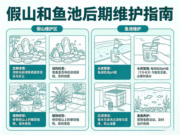 假山和鱼池后期维护麻烦吗？需要做哪些工作？